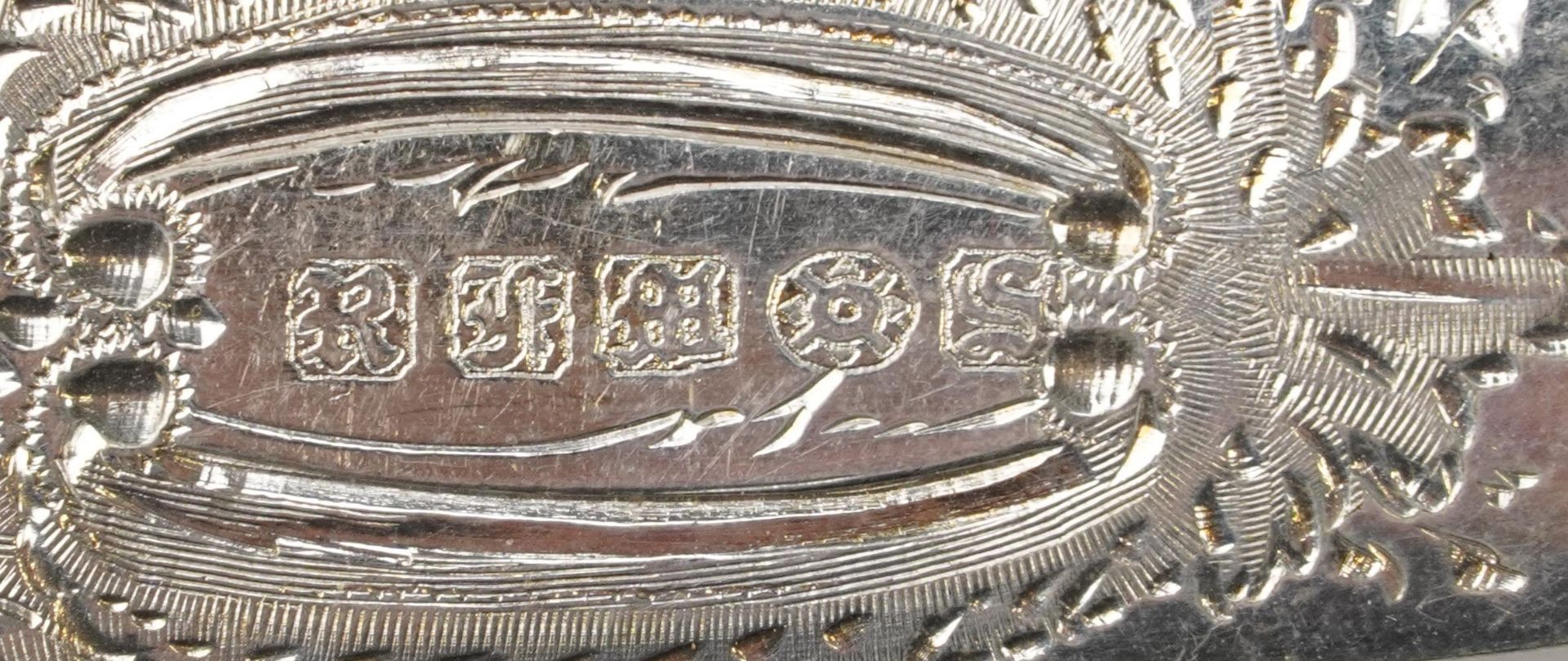 Victorian twelve place canteen of silver plated fish knives and forks engraved and embossed with - Image 6 of 8