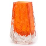 Whitefriars orange bark glass vase, 13cm high