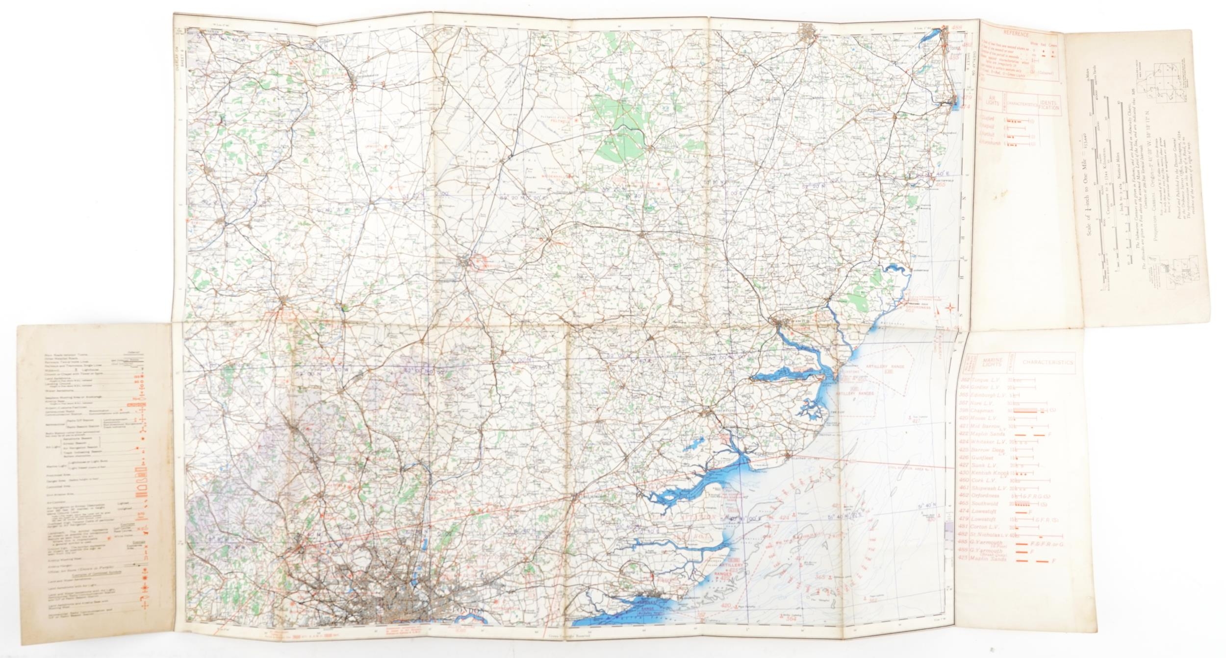 Five military interest RAF aeronautical canvas backed folding maps including England South West - Image 6 of 11