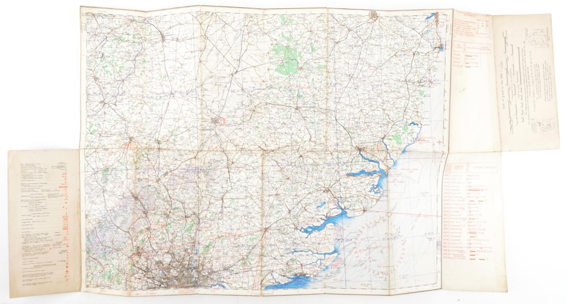 Five military interest RAF aeronautical canvas backed folding maps including England South West - Image 6 of 11