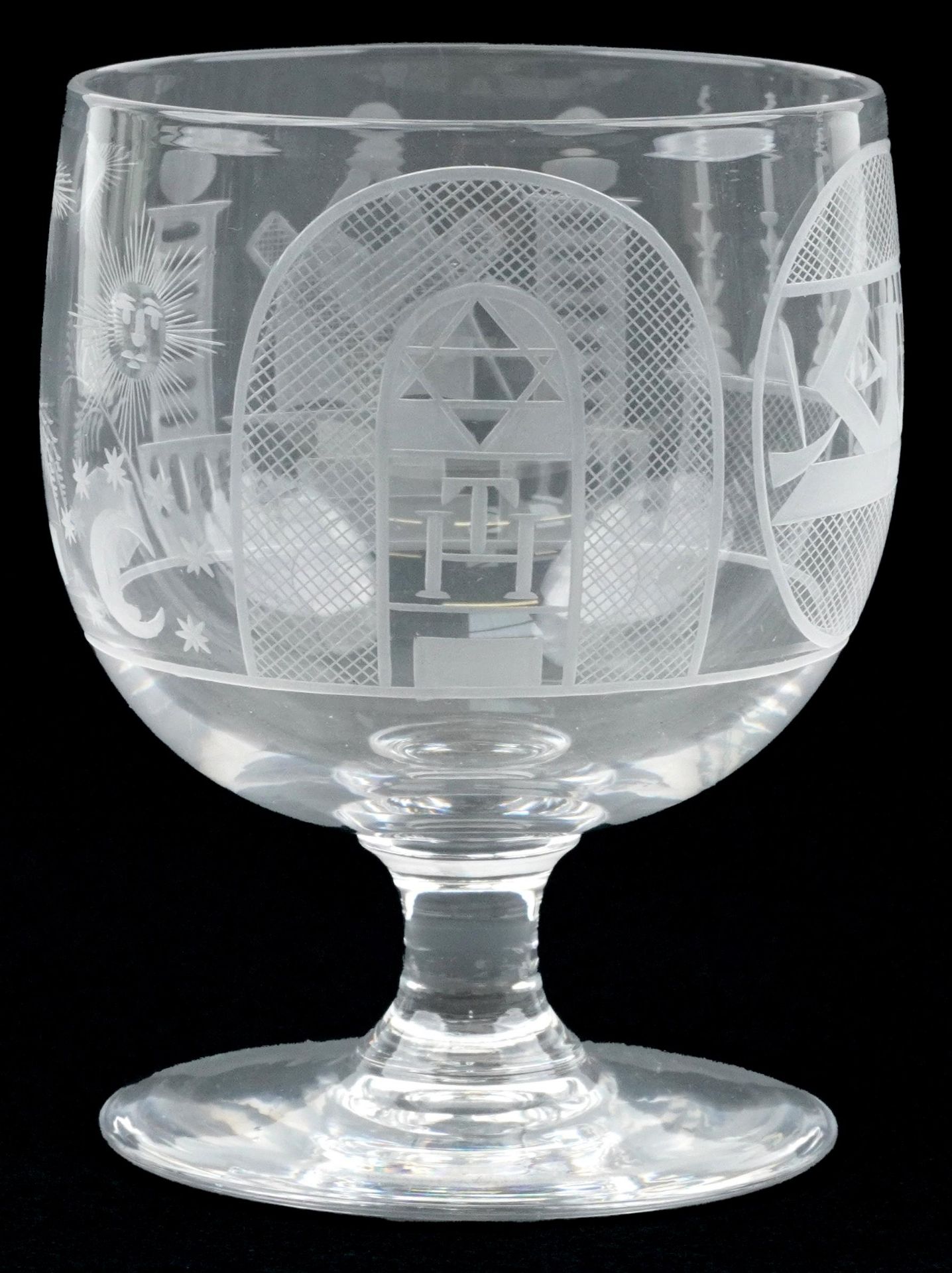 Victorian Masonic glass goblet, 11.5cm high