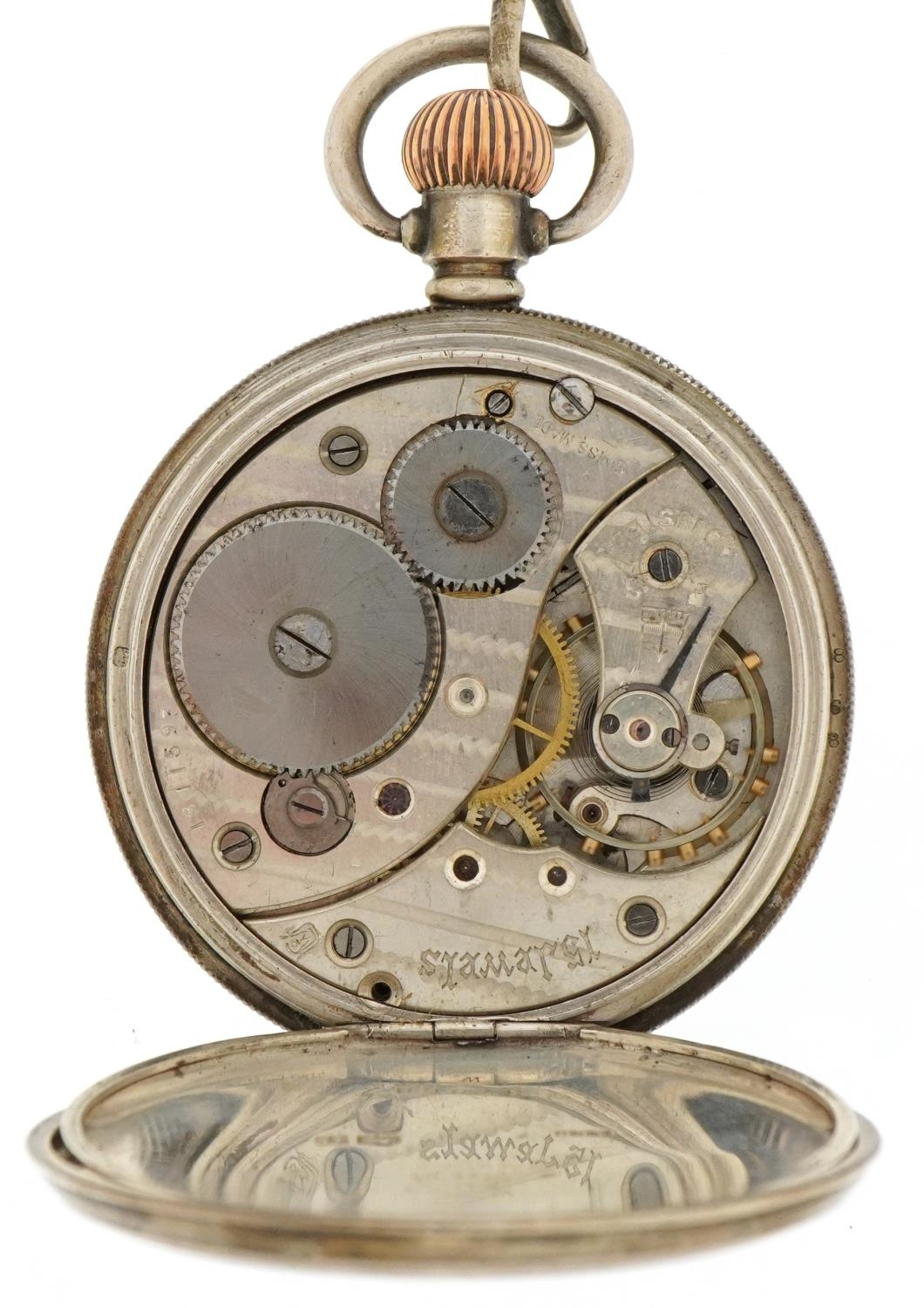 George V gentlemen's silver open face keyless pocket watch having enamelled and subsidiary dials - Image 4 of 5