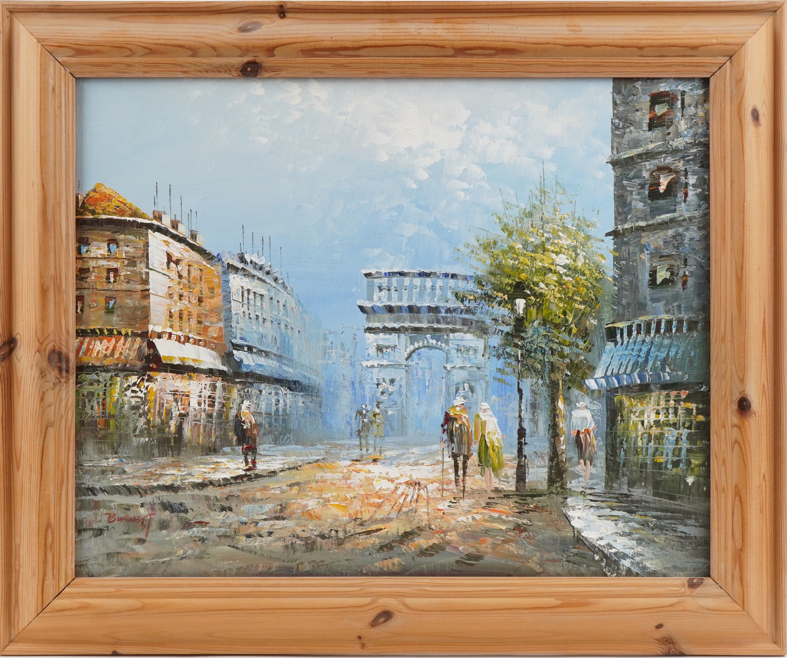 Burnett, two Parisian street scenes - oil on canvas, each framed, the largest 60cm x 50cm - Bild 6 aus 14