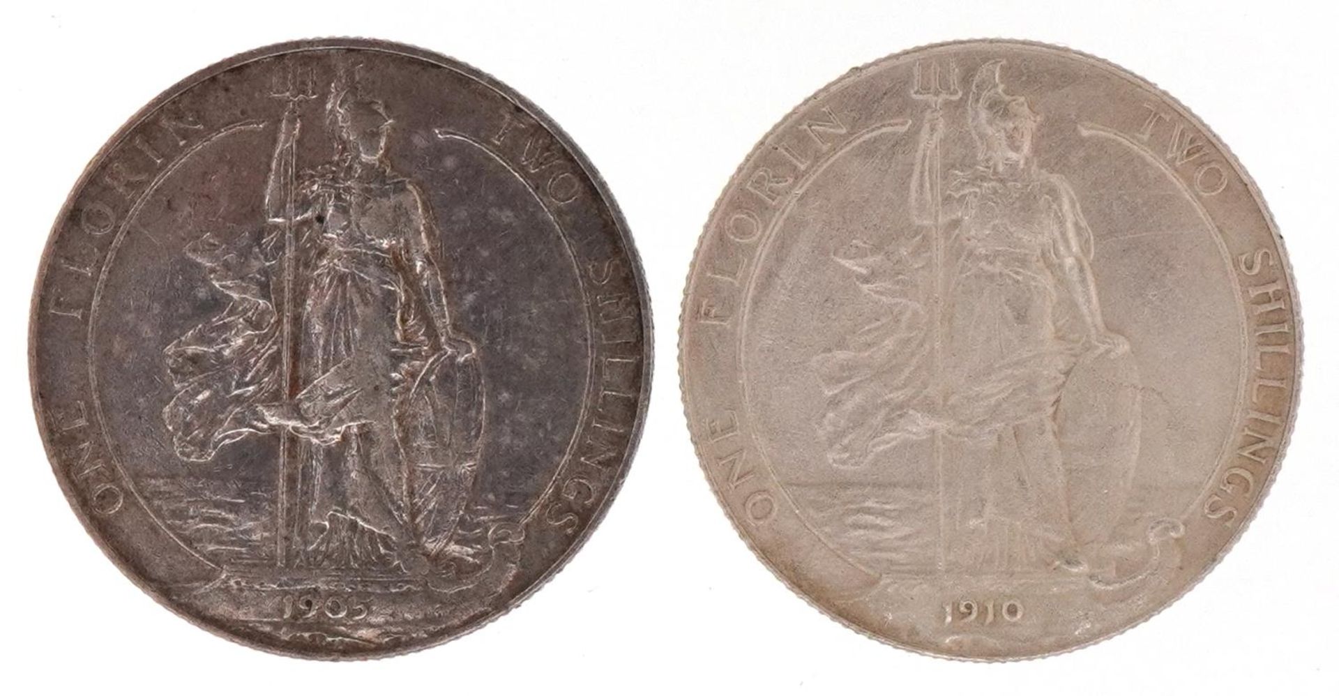 Two Edward VII florins dates 1905 and 1910 - Image 2 of 3