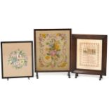 Three tapestry fire screens, the largest 70cm high x 53cm wide