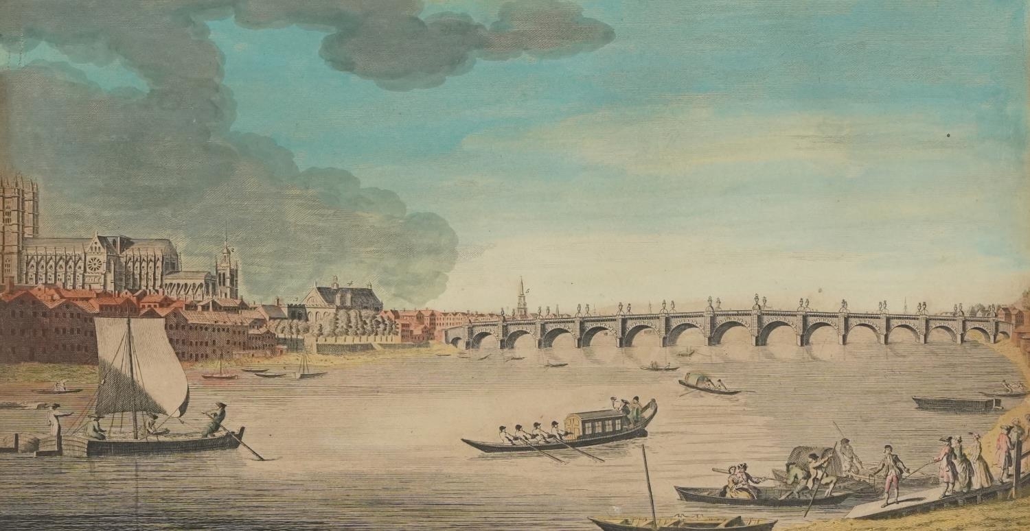 After John Bowles - Westminster Bridge from Lambeth and two others, three 18th century hand coloured - Bild 6 aus 13