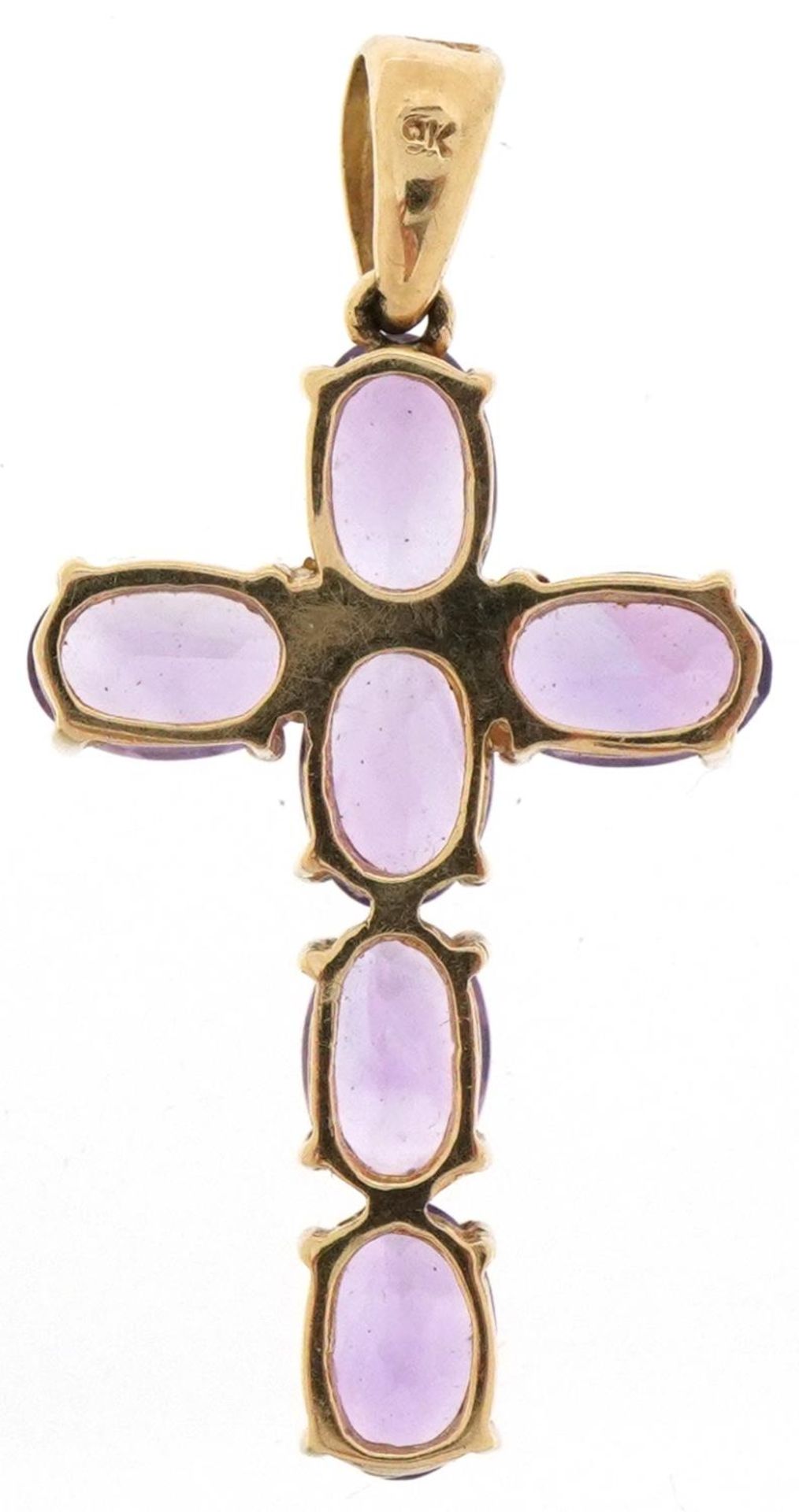 9ct gold amethyst cross pendant, 3cm high, 1.8g - Bild 2 aus 3