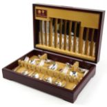 Arthur Price six plate canteen of Sheffield silver plated cutlery housed in a mahogany canteen,