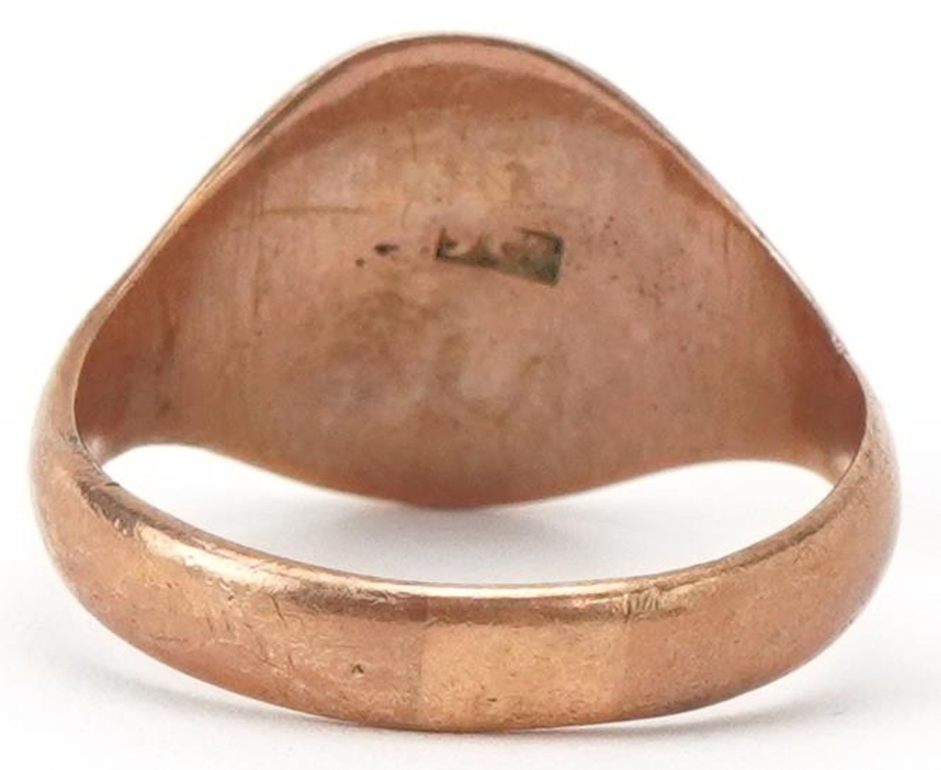 9ct rose gold engraved signet ring, size R, 5.7g - Bild 2 aus 4
