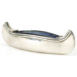 Adie & Lovekin Ltd, Edwardian silver open table salt in the form of a boat, with blue glass liner,