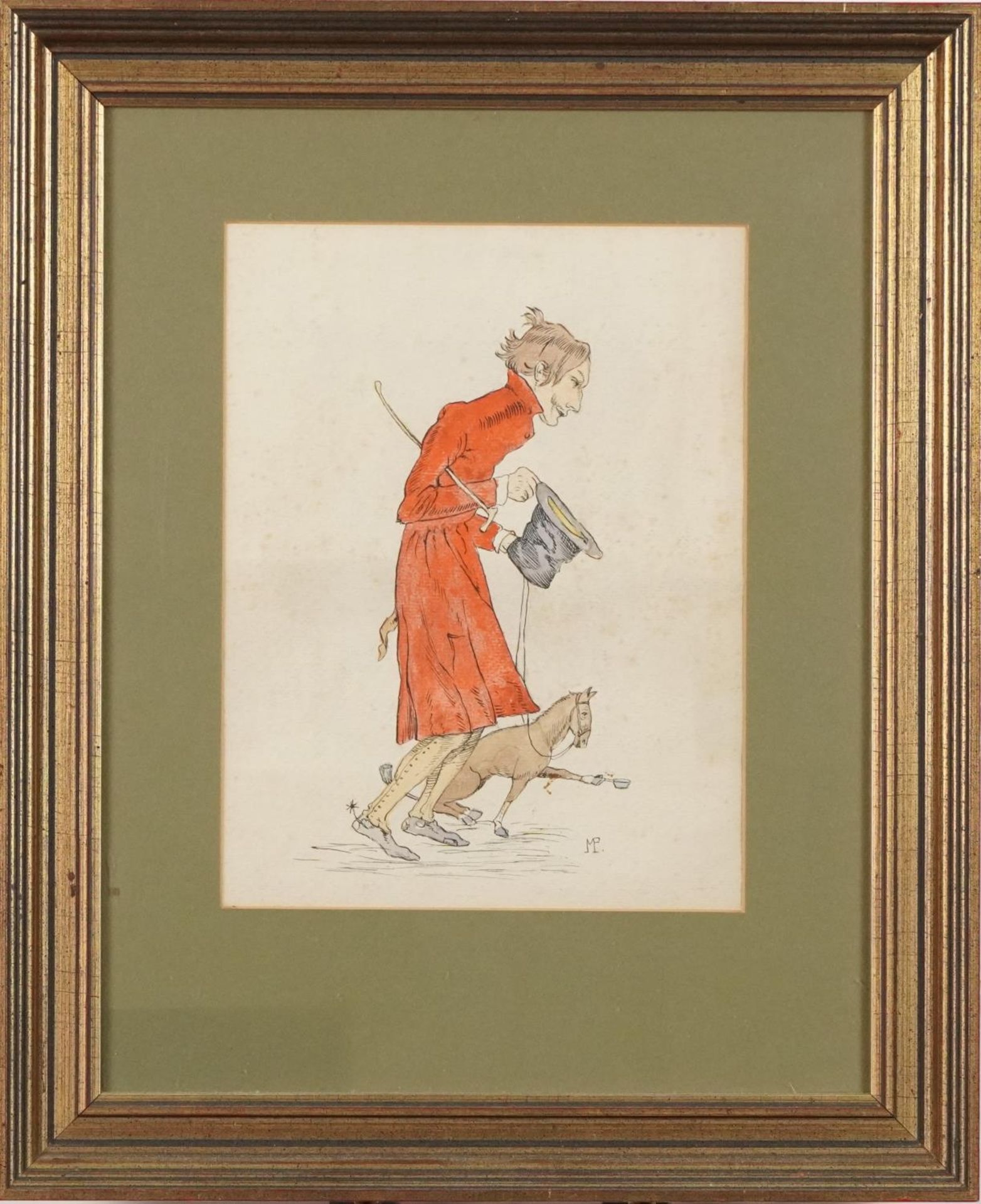 Sir Montague Pollock - Lord Dewsbury, pen, ink and watercolour cartoon, mounted and framed, 25cm x - Image 2 of 5