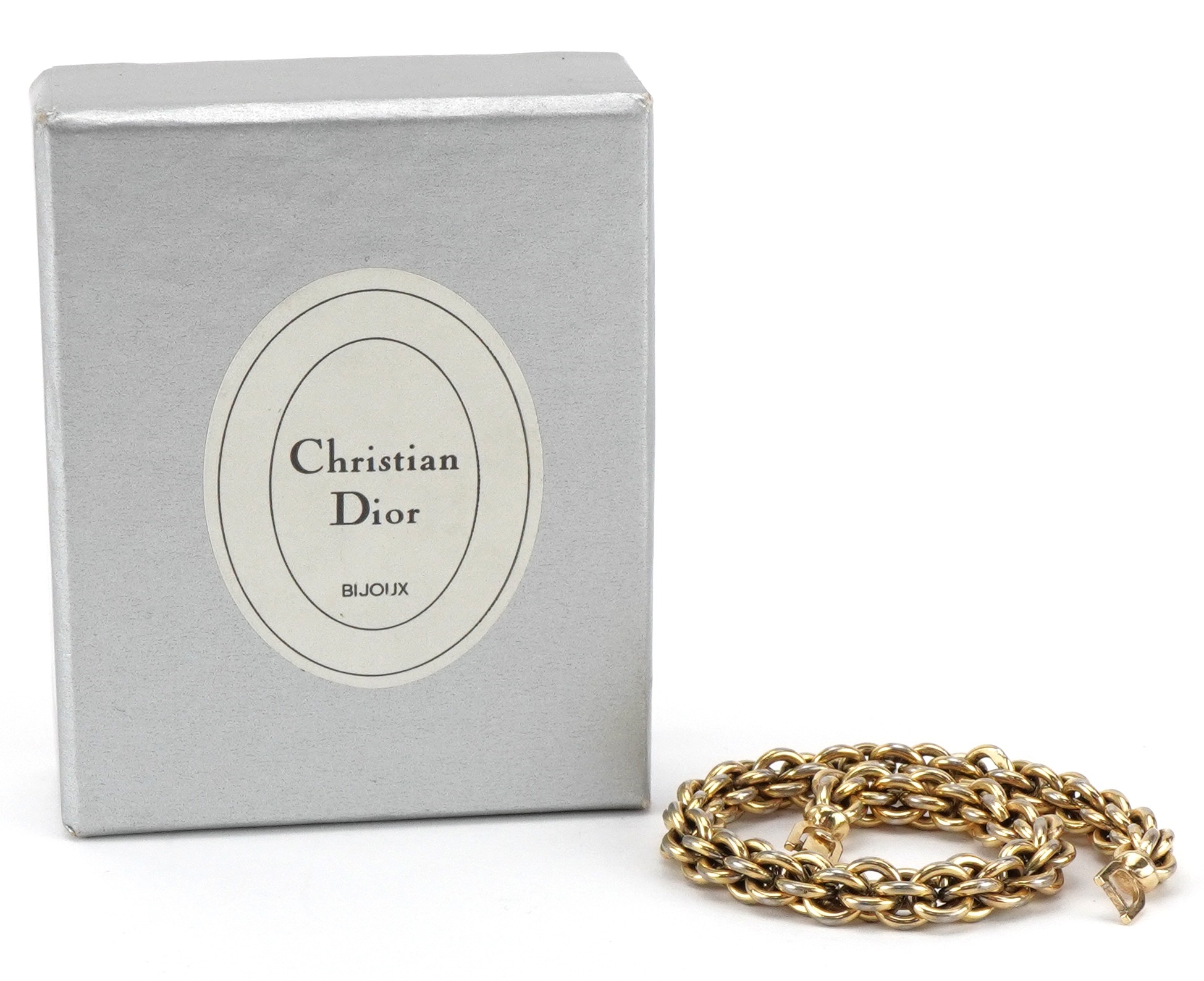 Christian Dior, vintage gold plated chain link bracelet with box, 20cm in length, 24.4g