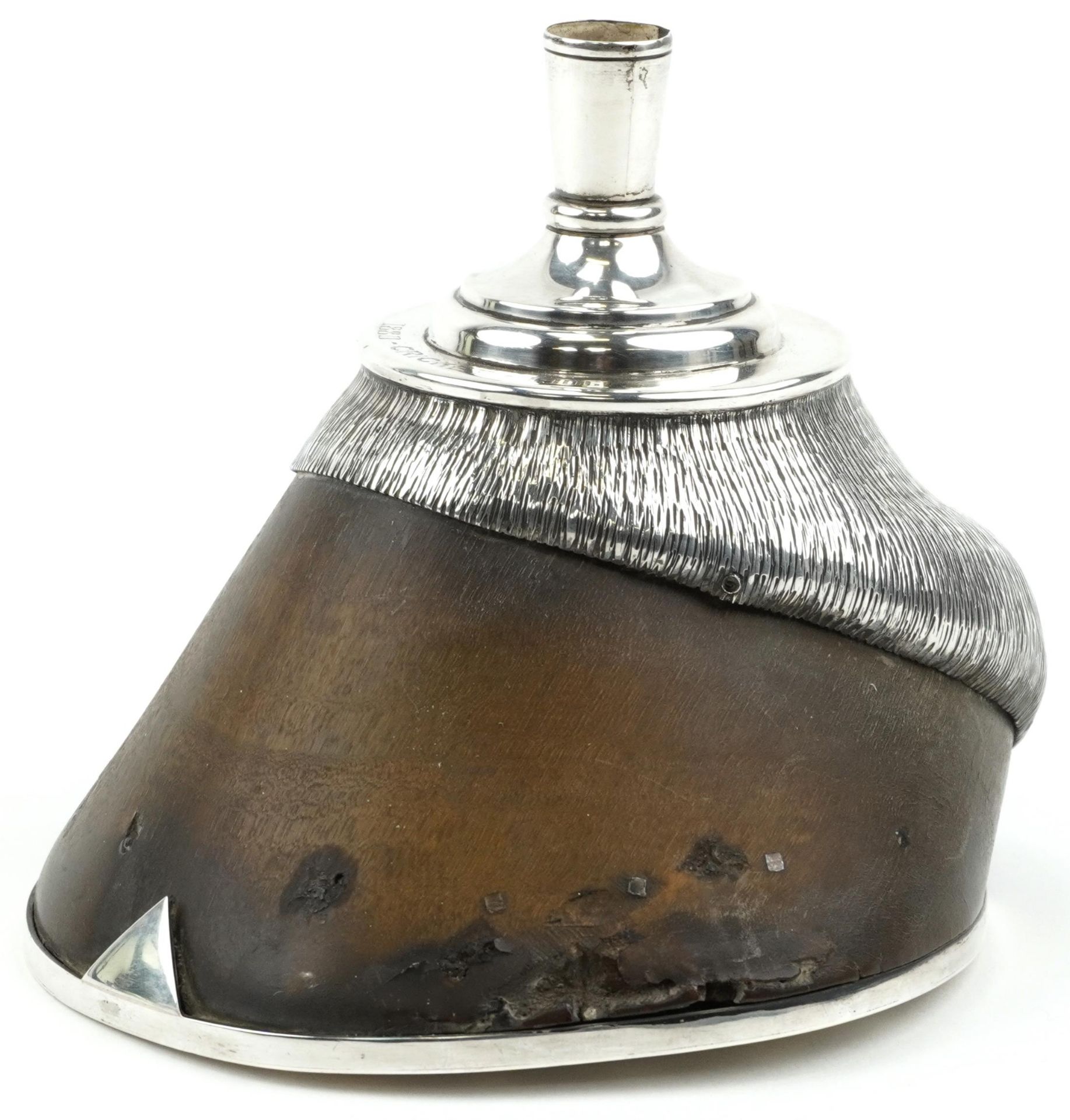 Army & Navy Cooperative Society Ltd, Victorian silver mounted horses hoof candleholder for Cricket