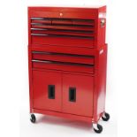 Large collection of model making precision tools housed in a portable metal tool cabinet, 103cm H
