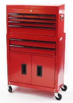 Large collection of model making precision tools housed in a portable metal tool cabinet, 103cm H