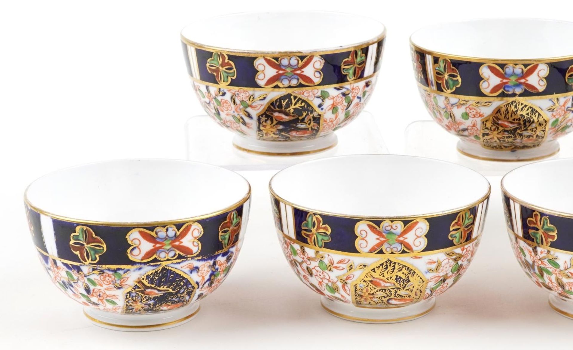 Seven Victorian Royal Crown Derby porcelain bowls decorated in the Imari palette, each 10.5cm in - Image 2 of 6