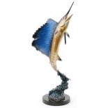 Robert Wyland limited edition - Large hand painted sculpture of a Marlin Sailfish in full flight,