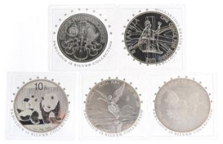 Five silver coins from The Fabulous Twelve Silver Collection by The London Mint office including