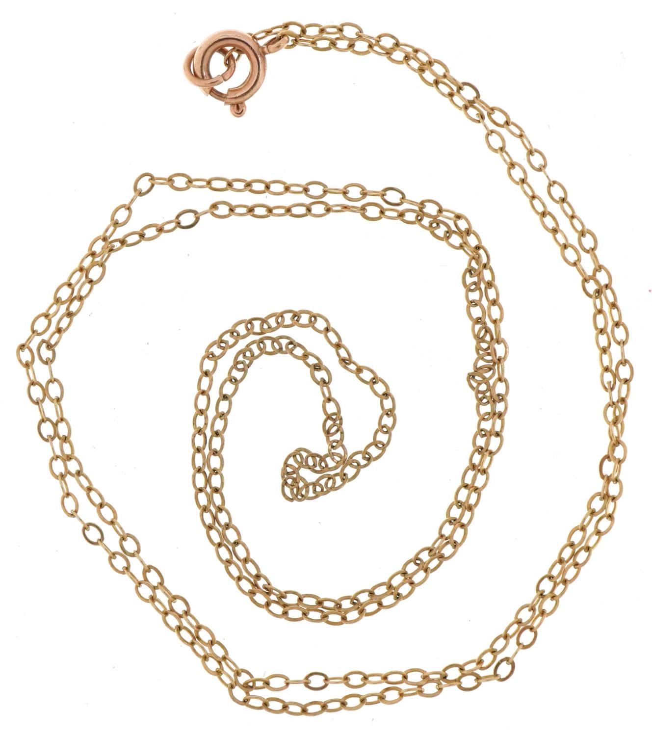 9ct gold fine paperchain link necklace, 44cm in length, 0.8g - Image 2 of 2