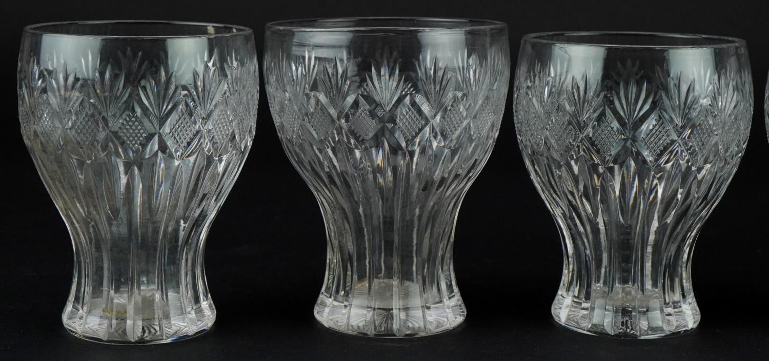 Six early 20th century of six cut glass balloon tumblers, each 8.5cm high - Image 2 of 6