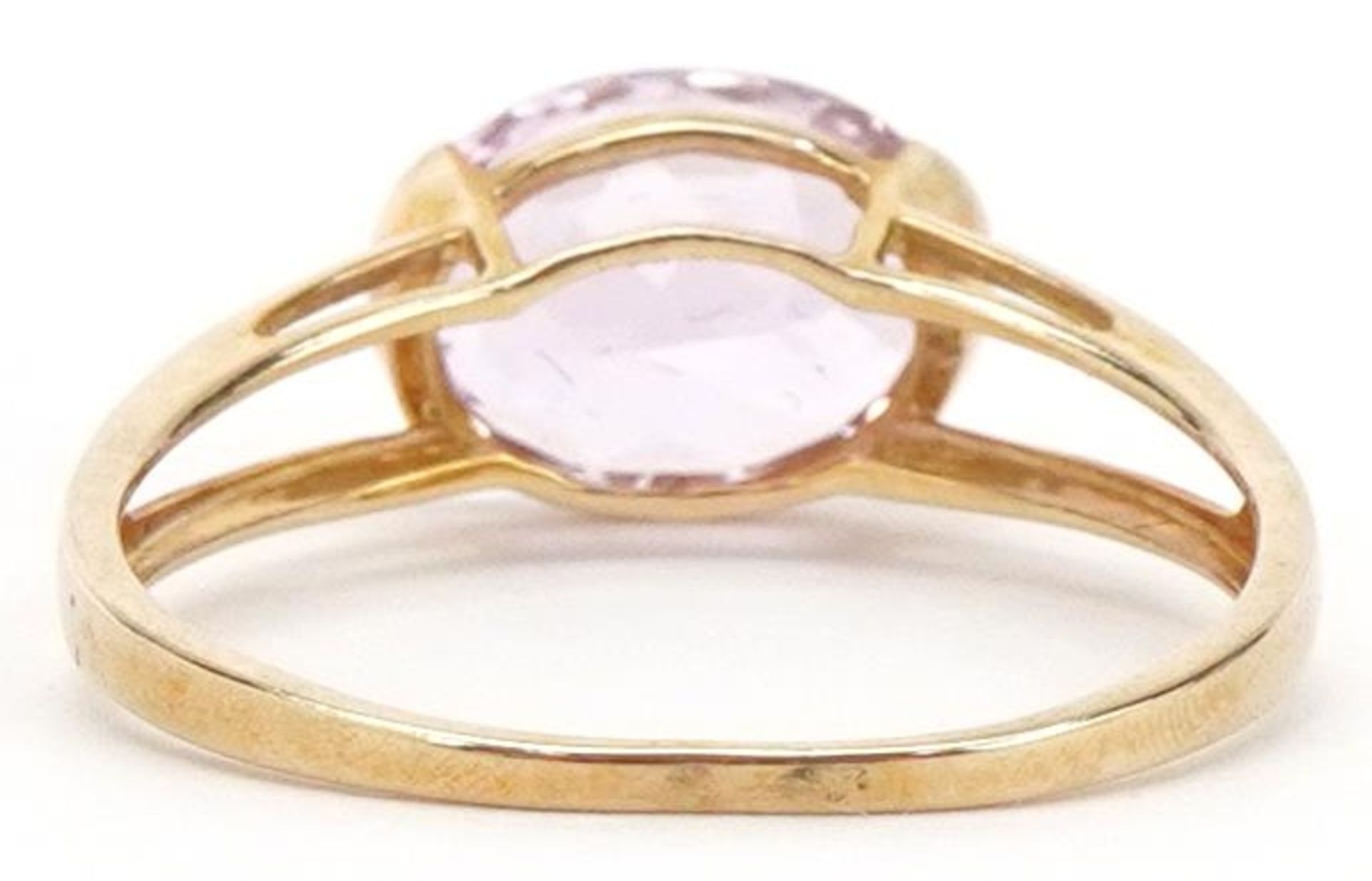 9ct gold amethyst solitaire ring, size R, 1.8g - Image 2 of 5