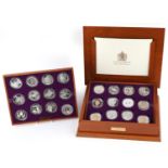 Queen Elizabeth II Golden Jubilee silver proof coin collection comprising twenty four coins housed