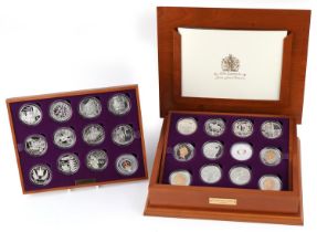 Queen Elizabeth II Golden Jubilee silver proof coin collection comprising twenty four coins housed