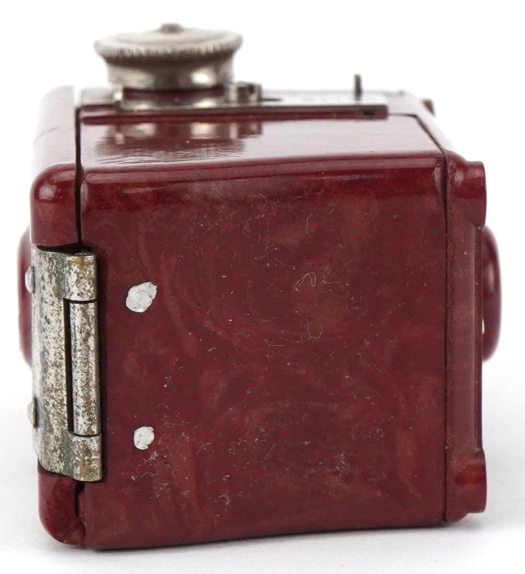 Burgundy Coronet Midget camera, 6cm high - Bild 4 aus 4