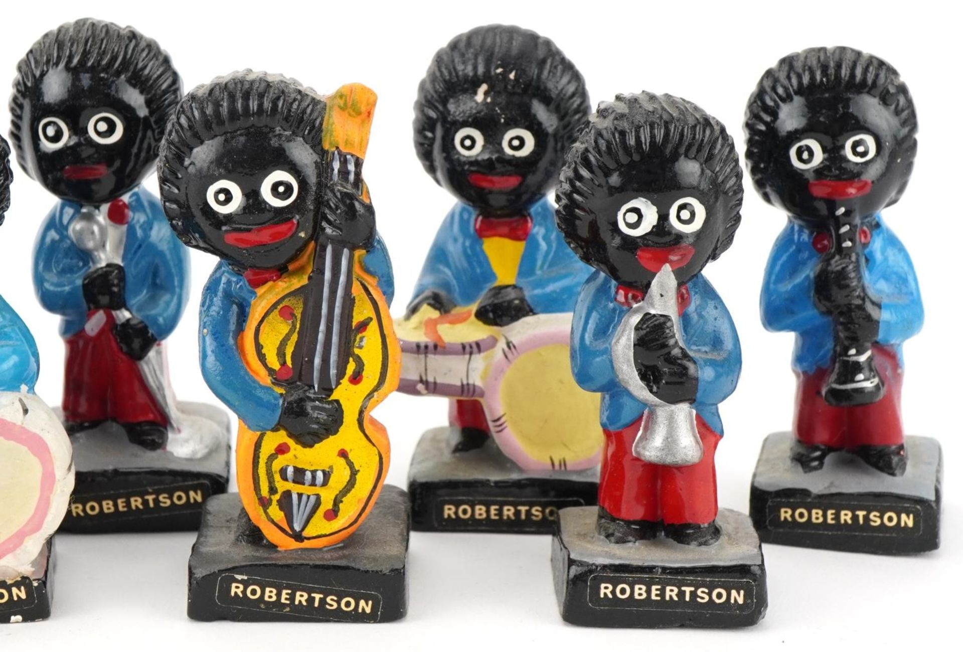Nine vintage Robertson's advertising hand painted band figures, each 7cm high - Image 3 of 5