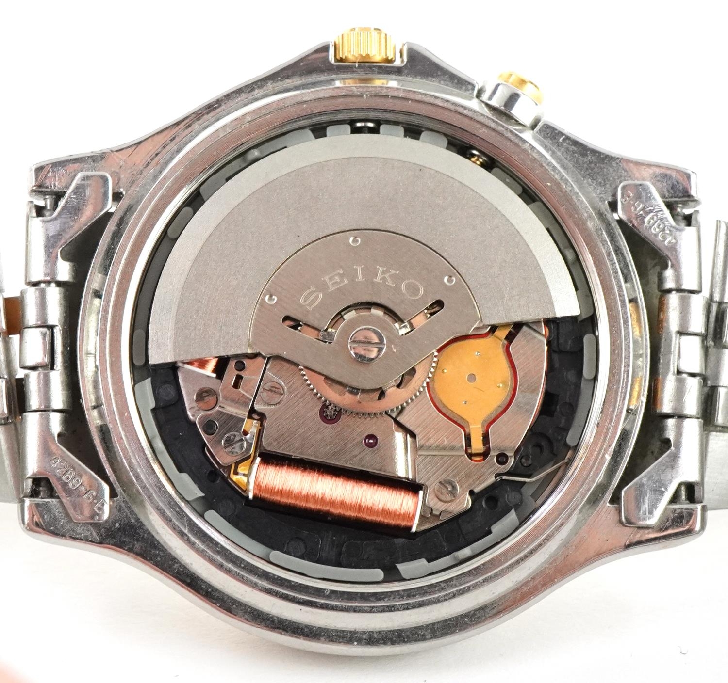 Seiko, gentlemen's Seiko SQ100 kinetic wristwatch having blue dial with date aperture, model 5M22- - Bild 6 aus 8