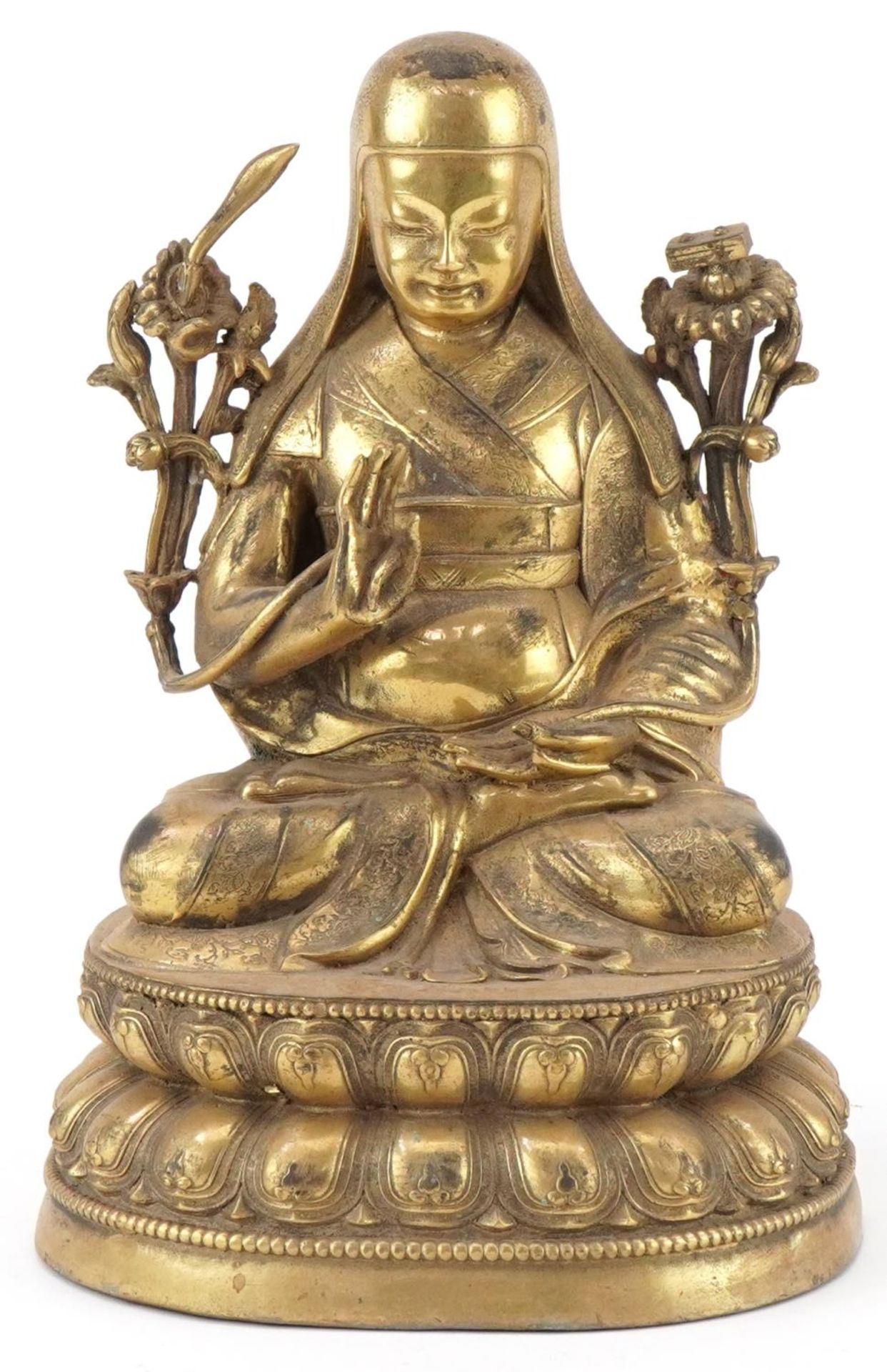 Chino Tibetan gilt bronze Buddha, 24cm high