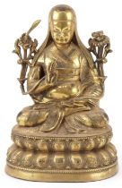 Chino Tibetan gilt bronze Buddha, 24cm high