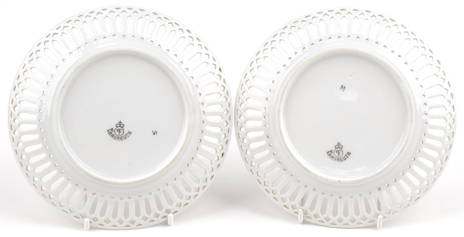 Military interest pair of German porcelain plates having pierced borders, each decorated with - Image 2 of 3