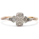 Art Deco 18ct gold and platinum diamond cluster ring housed in a B. Cattermole Sittingbourne