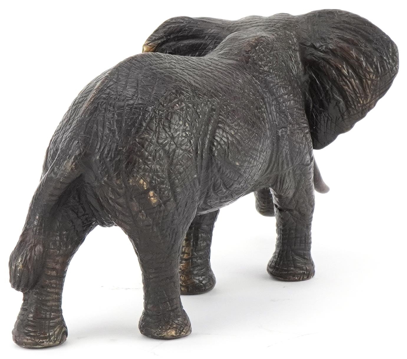 Japanese patinated okimono of a bull elephant, 30cm in length - Image 2 of 3