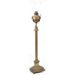 Victorian brass standard oil lamp, 140cm high