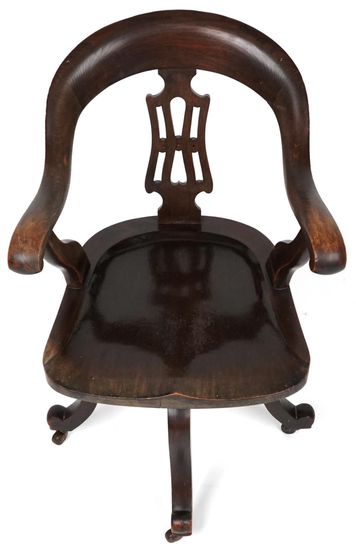 Antique oak captain's chair, 88cm high - Bild 3 aus 4