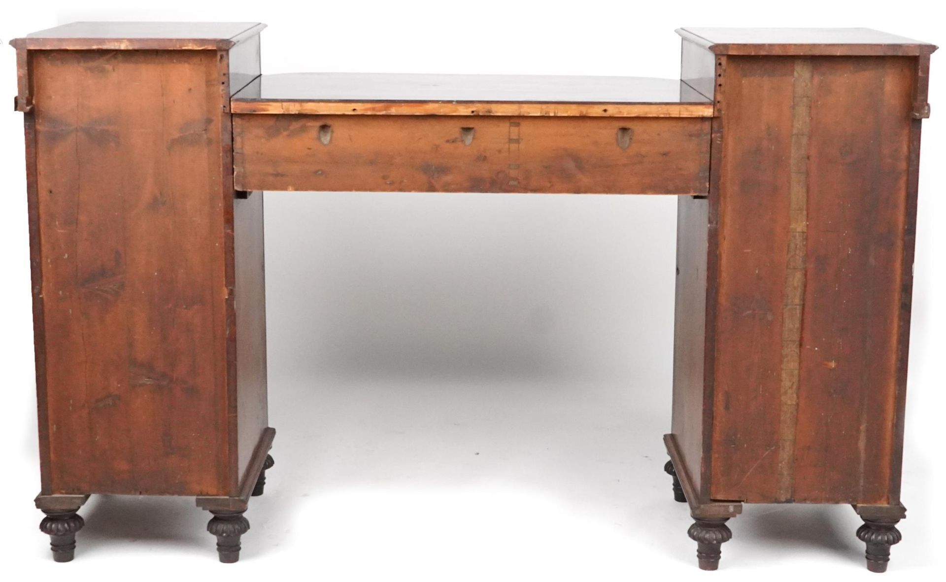 19th century mahogany twin pedestal sideboard with three drawers above a pair of cupboard doors - Image 3 of 3