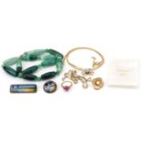 Vintage and later costume jewellery including Christian Dior lapel pin and necklace, two silver