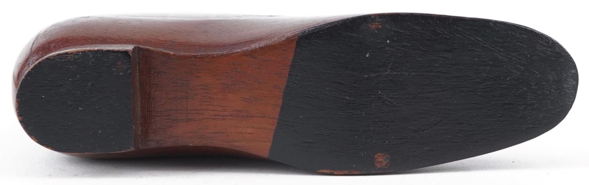 Large early Victorian mahogany snuff shoe, 11cm wide - Image 3 of 3