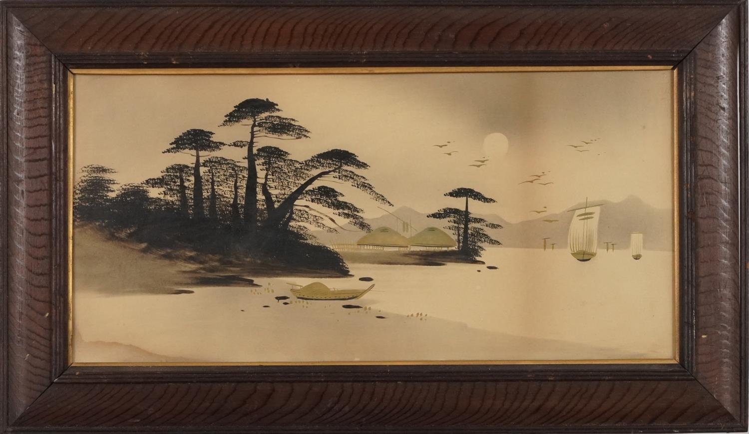 Mount Fujiyama six Japanese watercolours heightened in gilt, each framed and glazed, the largest - Bild 18 aus 19