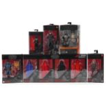 Star Wars The Black Series action figures with boxes by Hasbro including Din Djarin and The Child,