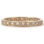 9ct gold cubic zirconia eternity ring, size N/O, 1.6g