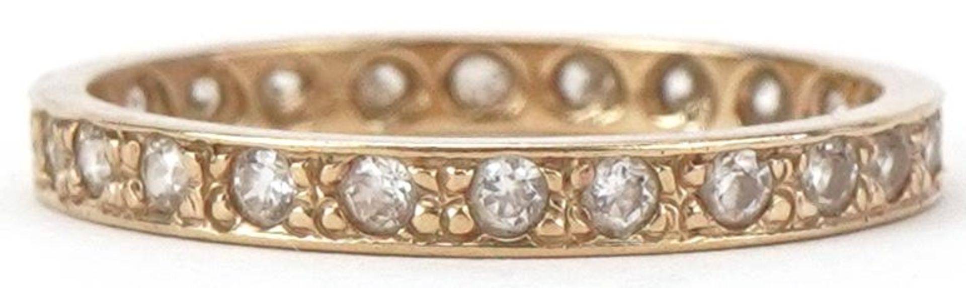 9ct gold cubic zirconia eternity ring, size N/O, 1.6g