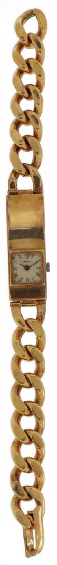 Seamans 800 grade silver gilt Art Deco style identity bracelet manual wind wristwatch having Roman - Bild 2 aus 7