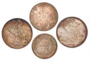 Silver coins comprising two crowns, half crown and double florin