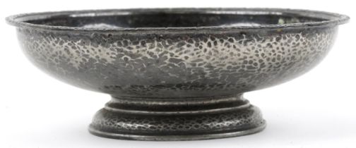 Liberty & Co, Arts & Crafts Tudric pewter footed bowl with planished decoration, 27cm in diameter