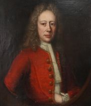 Portrait of a Georgian gentleman by unknown artist, oil on canvas in a gilt and black frame, 74cm