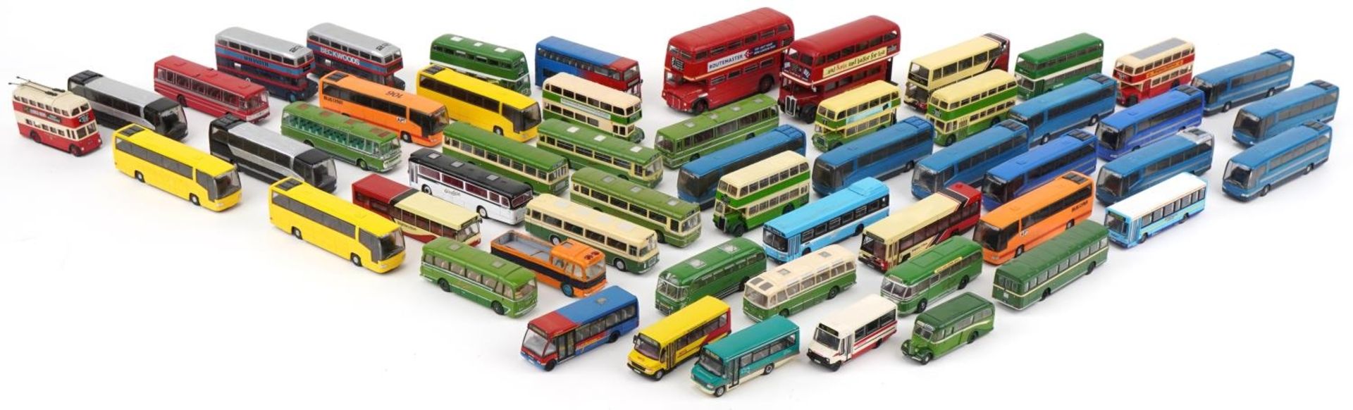 Collection of model buses, some diecast, including Corgi and Exclusive First Editions