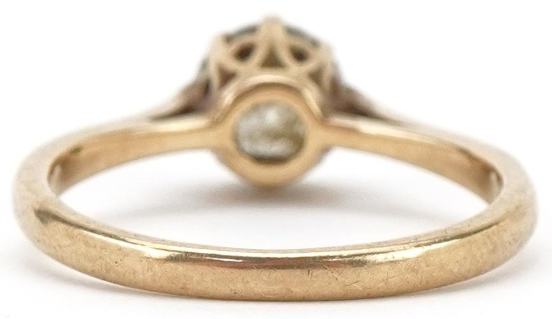 9ct gold clear stone solitaire ring, the stone approximately 6.50mm in diameter, size O, 2.7g - Bild 2 aus 4